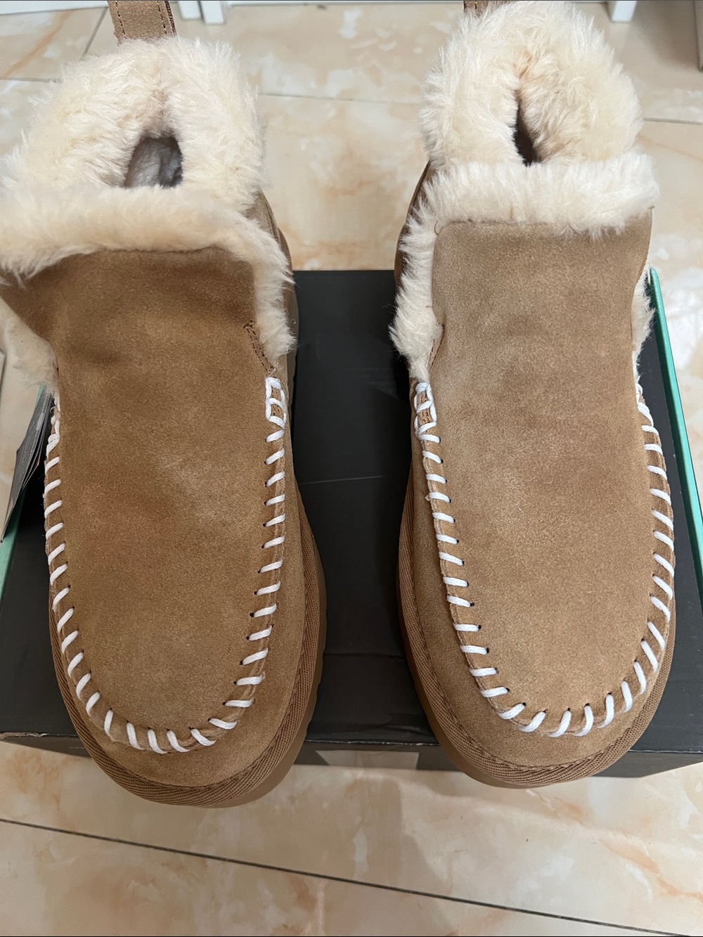 Women's Tan Suede Faux Fur Winter Slip-On Boots